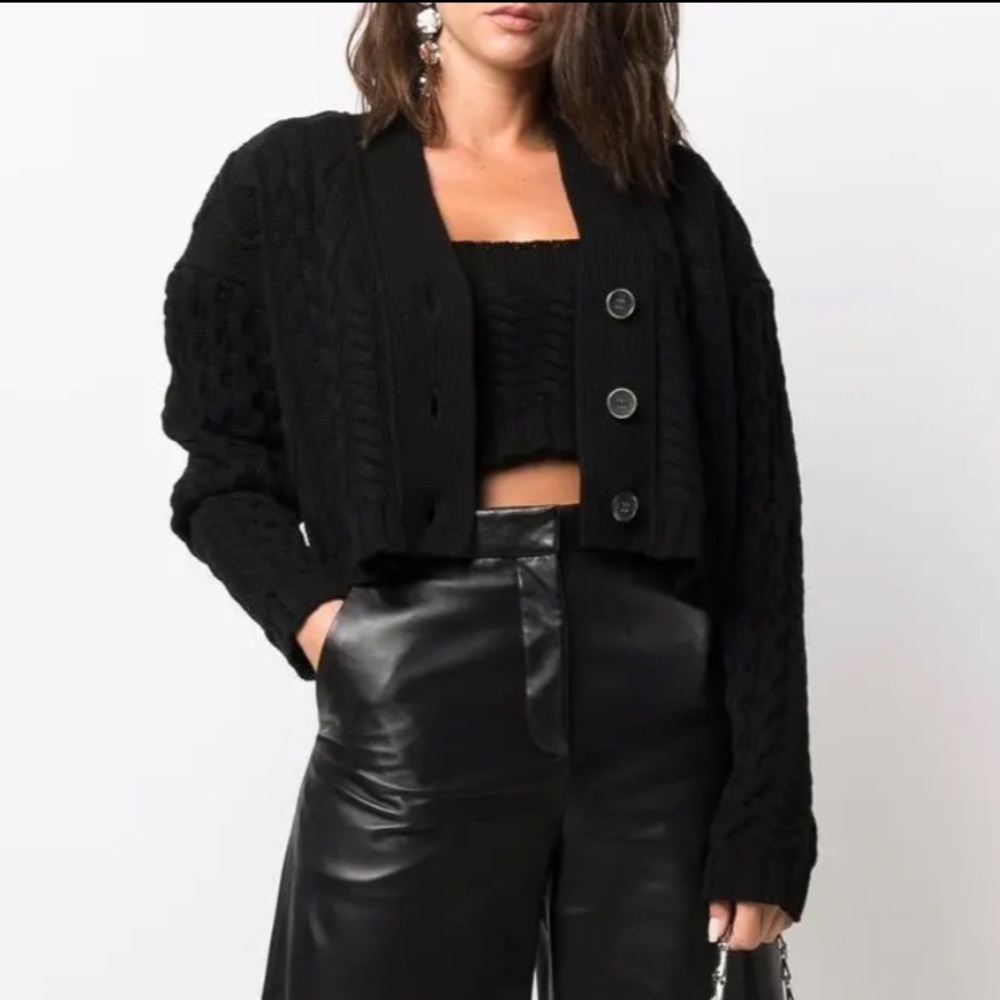 The Andamane Black Cable Knit Cardigan and tank set (forget me not)